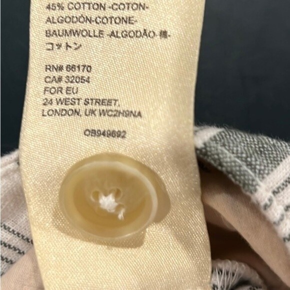 By Anthropologie linen blend green and green striped 4” shorts size 4 - Picture 7 of 7